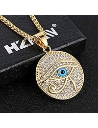 HZMAN - Colgante de acero inoxidable chapado en oro de 18 quilates con diseño de ojo de Horus Egipto
