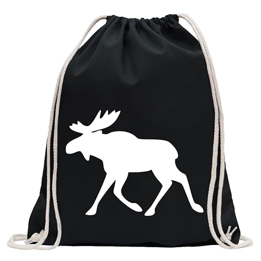 KIWISTAR - Elch / Schweden Turnbeutel Fun Rucksack Sport Beutel Gymsack Baumwolle mit Ziehgurt