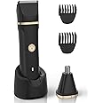 Body Hair Trimmer for Men - Manscape Pubic Groin and Ball Hair Shaver with Replaceable Ceramic Blade, Type-C Rechargeable Dock & Nose Hair Trimmer Head, Waterproof Electric Razor for Men Body Groomer