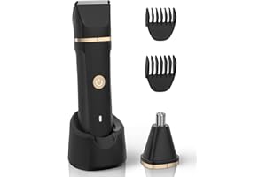 FREYARS Body Hair Trimmer for Men - Manscape Pubic Groin and Ball Hair Shaver with Replaceable Ceramic Blade, Type-C Rechargeable Dock & Nose Hair Trimmer Head, Waterproof Electric Razor for Men Body Groomer