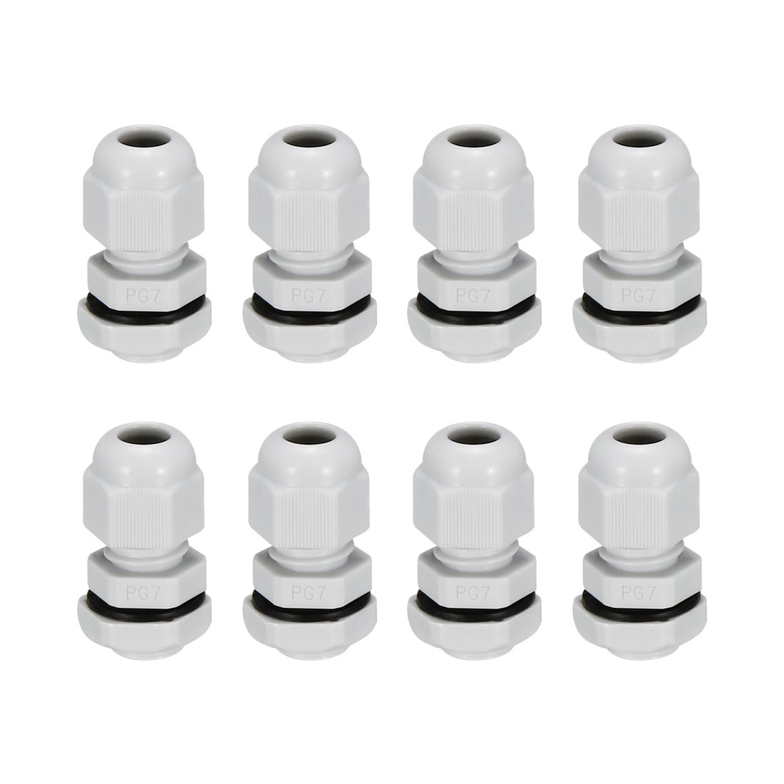 sourcing map 8Pcs PG7 Cable Gland Waterproof Connector Plastic Wire Glands Joints White for 3-6.5mm Dia Wires