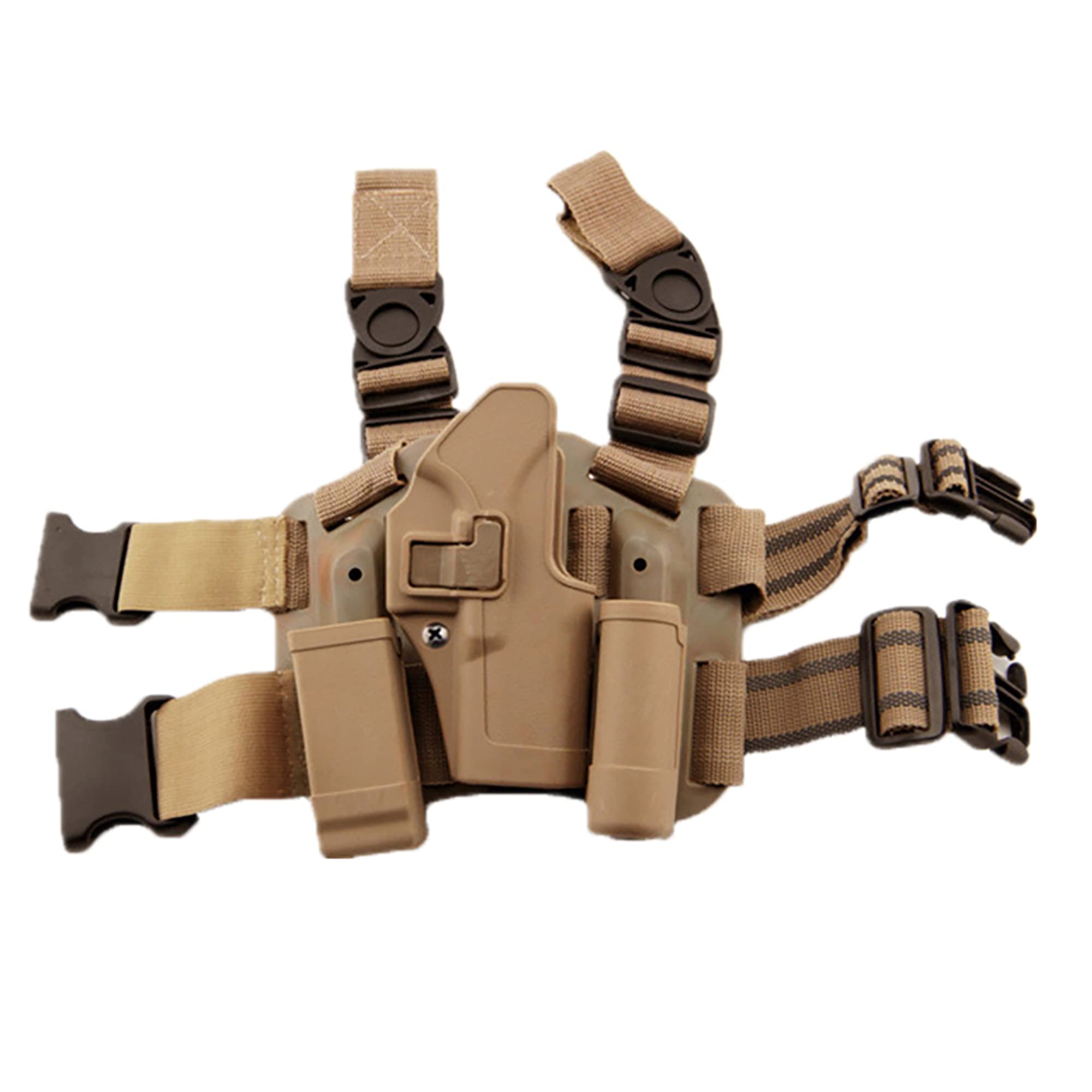 Adjustable Tactical Airsoft Pistol Drop Leg Holster Bag Thigh Right Leg Holster with Magazine Pouch for Glock 17 19 22 23 31 32