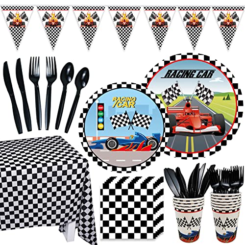 Rainmae Race Car Party Supplies SetRacing Car Tableware for Boys