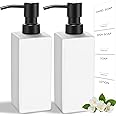 GMISUN White Soap Dispenser, 2 Pack Bathroom Hand Soap Dispenser, Soap and Lotion Dispenser with Stainless Steel Pump, Kitchen Hand and Dish Soap Dispenser, 12oz Glass Liquid Refillable Soap Bottle
