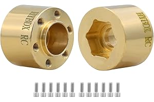 HYBDX Rc Brass Weights Wheel Hex Hub Widen Adapter for 1/10 RC Crawler 1.9 2.2Inch Wheels Rim Axial SCX10 TRX4 Counterweight (Golden, 15mm*2)