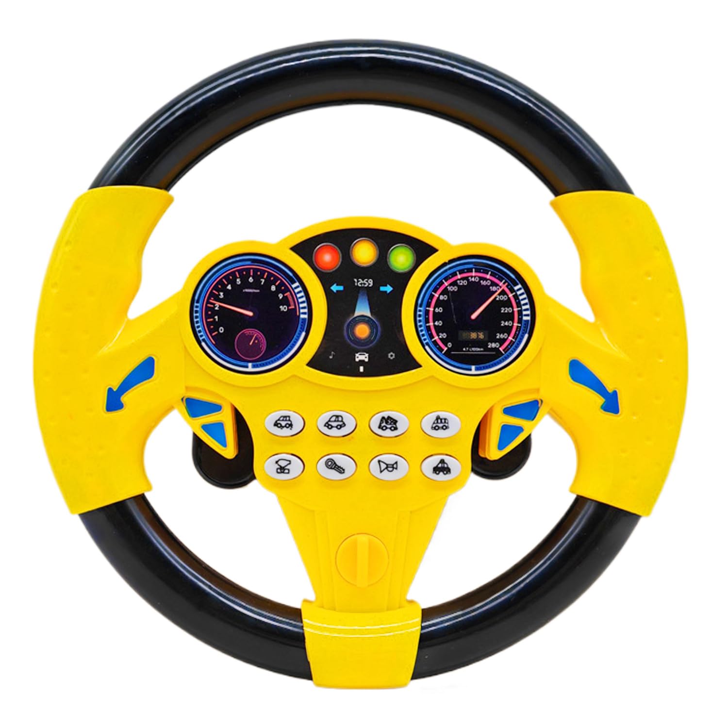 Cuackamily Children's Steering Wheel, Portable Driving Controller, Pretend Driving Seat - Early Developing Educational Toys for Kids Toddlers Boys Girls (Yellow)