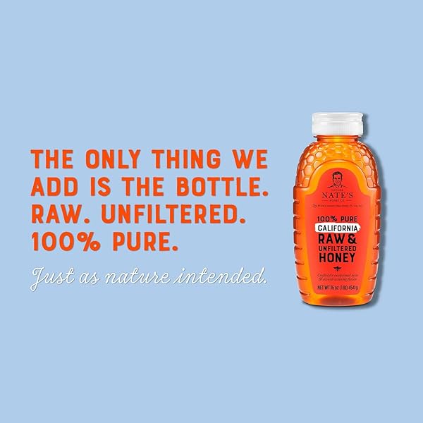NATE’S CALIFORNIA 100% PURE, RAW & UNFILTERED HONEY – 32 OZ. SQUEEZE BOTTLE – ALL-NATURAL SWEETENER
