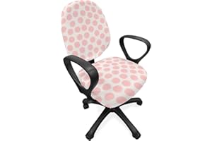 Ambesonne Retro Office Chair Slipcover, Hand Drawn Style Dots in Pastel Color and Retro Style Childhood Pattern, Protective Stretch Decorative Fabric Cover, Standard Size, Coconut Blush