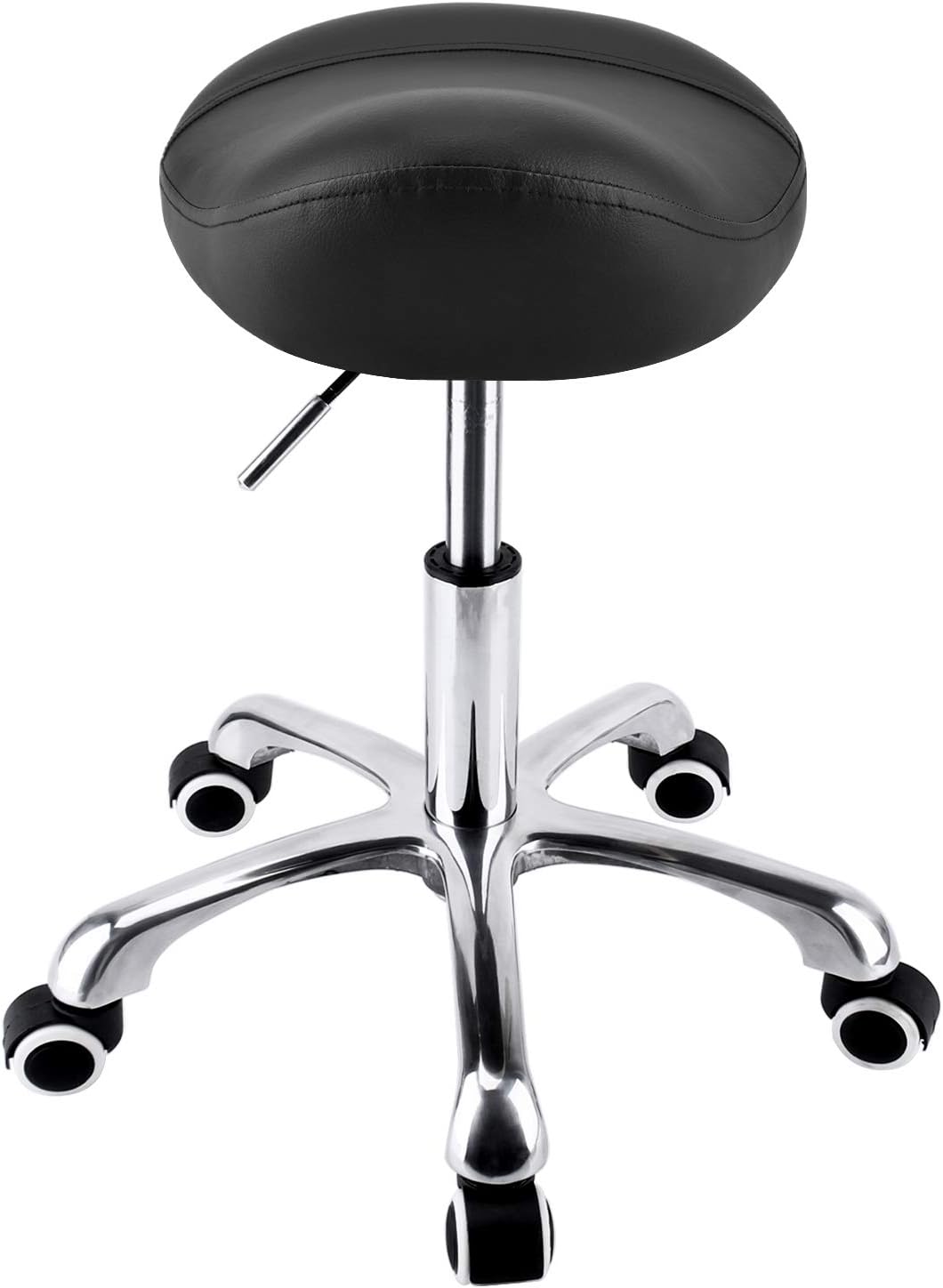 Geboor Hydraulic Saddle Stool with Wheels Rolling Adjustable Height for Clinic Dentist Spa Massage Medical Salons Studio (Black): Kitchen & Dining