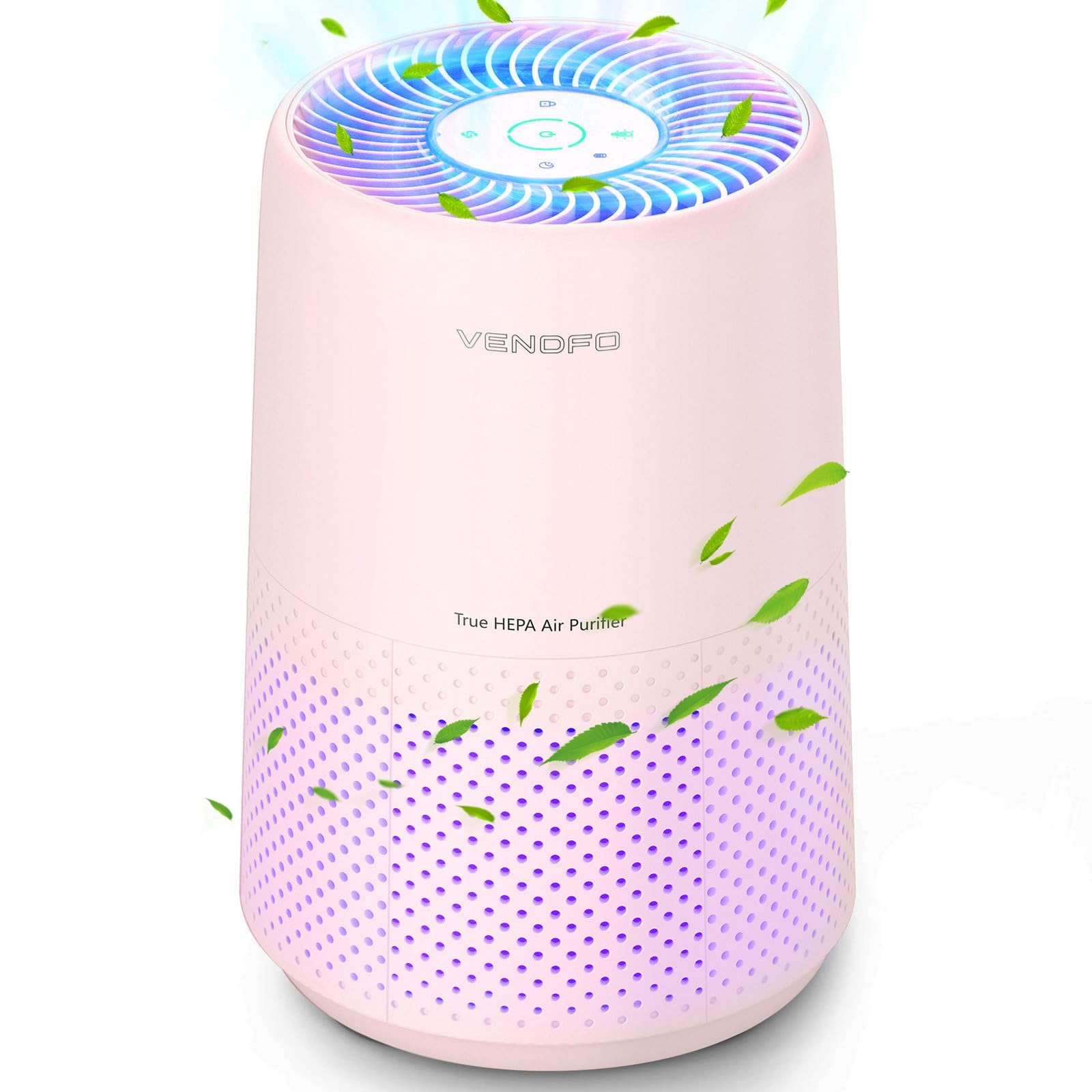 Photo 1 of VENDFO Air Purifiers for Bedroom, H13 HEPA Air Purifiers - Covers Up to 1074 ft² - 24dB Ultra-Quiet Sleep Mode, 360° Outlet Air Cleaner , Perfect for Home, Pets (Cream Pink)