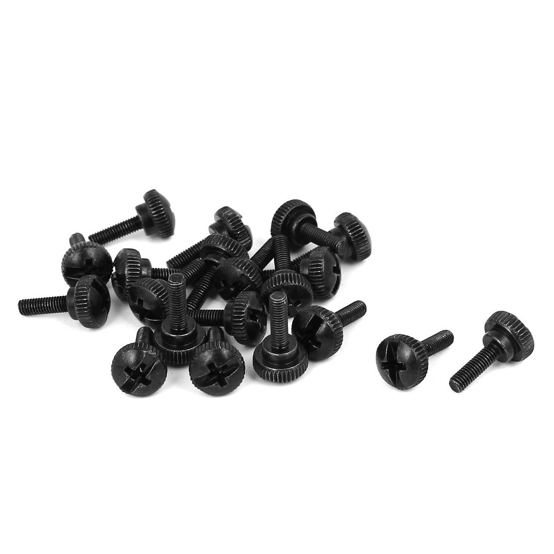 Sourcingmap M3 x 10mm Knurled Phillips Head Thumb Screw Black 20pcs for Computer PC Case