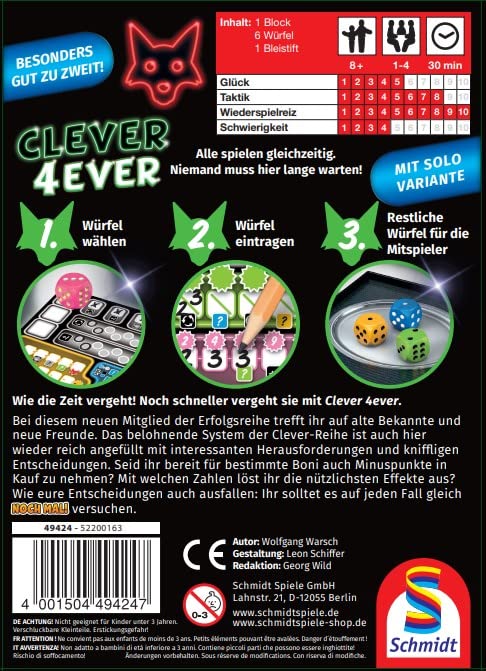 Schmidt Spiele 49424 Clever 4-Ever, Klein und Fein Serie, Würfelspiel, bunt 2