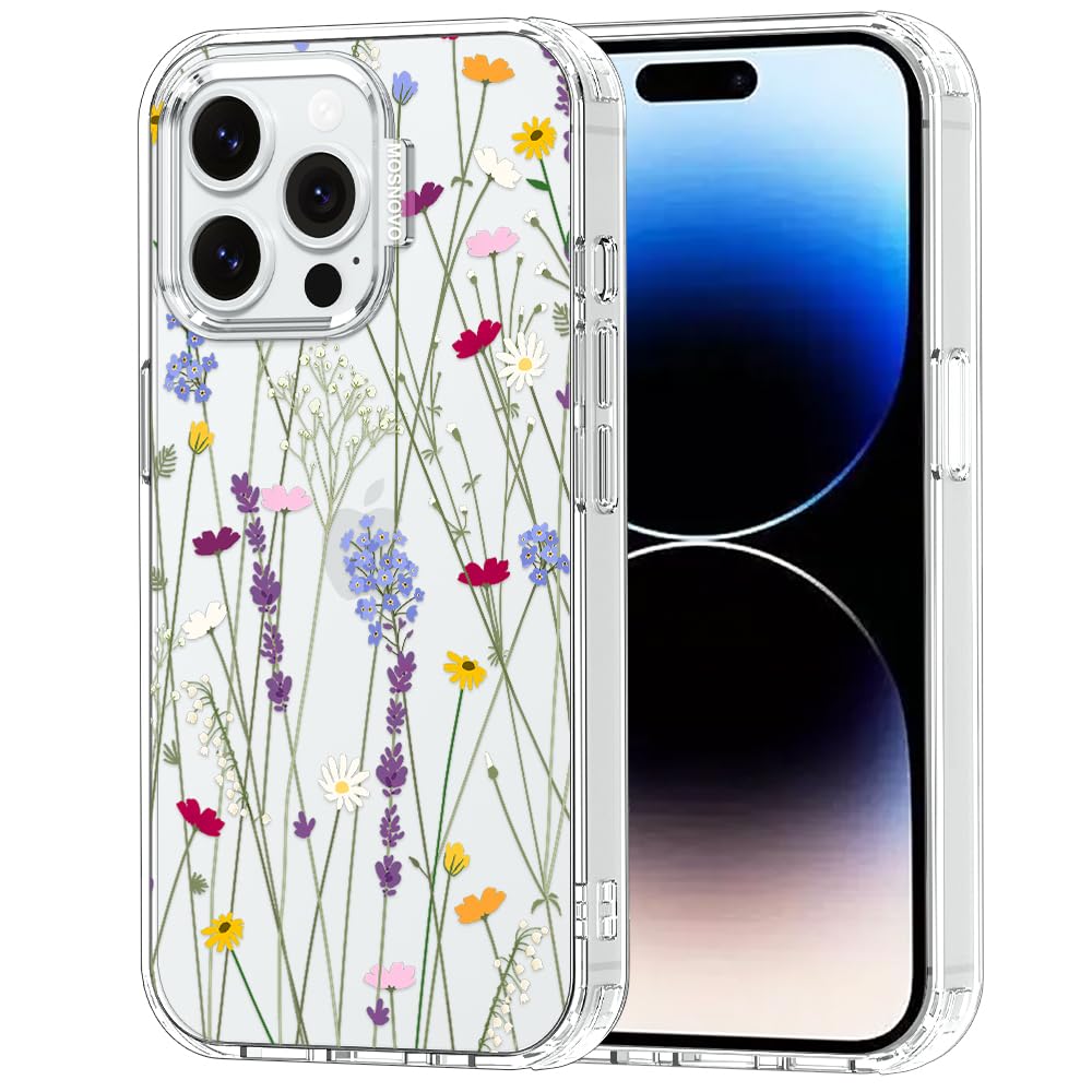 MOSNOVO Case for iPhone 14 Pro Max, [Buffertech 6.6ft Military-Grade Drop Protection] [Anti Peel Off Tech] Clear TPU Bumper Phone Case Cover Design - Floral Garden — image 1