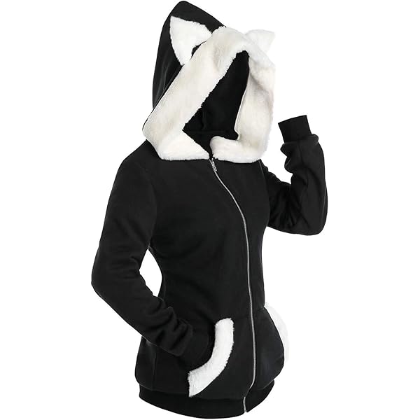 Zipper Cat Ear Cropped Hoodie Cat Ear Jacket Womens Cat Ears Crop