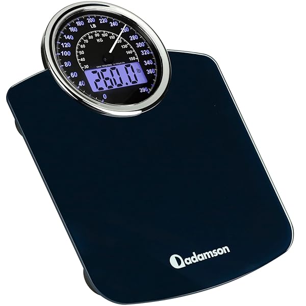 ADAMSON HYBRID 2-IN-1 ANALOG & DIGITAL WEIGHING SCALE FOR BODY WEIGHT UP TO 400LBS – THICK TEMPERED GLASS – EXTRA LARGE DISPLAY – EASY TO READ DIGITAL BATHROOM SCALE – NEW