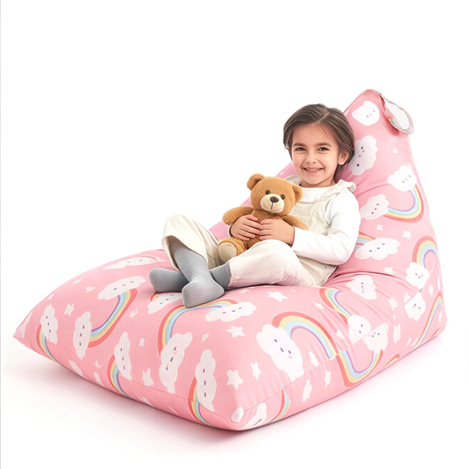 Nobildonna Stuffed Animal Storage Bean Bag Chair Cover Only for Kids and Adults, Extra Large Beanbag Without Filling Plush Toys Holder and Organizer- Premium Canvas 250L (Pink)