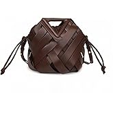 Woven Bucket Crossbody Bags for Women, Top-handle Retro Leather Adjustable Hobo Purse with Zipper Closure Shoulder Bag