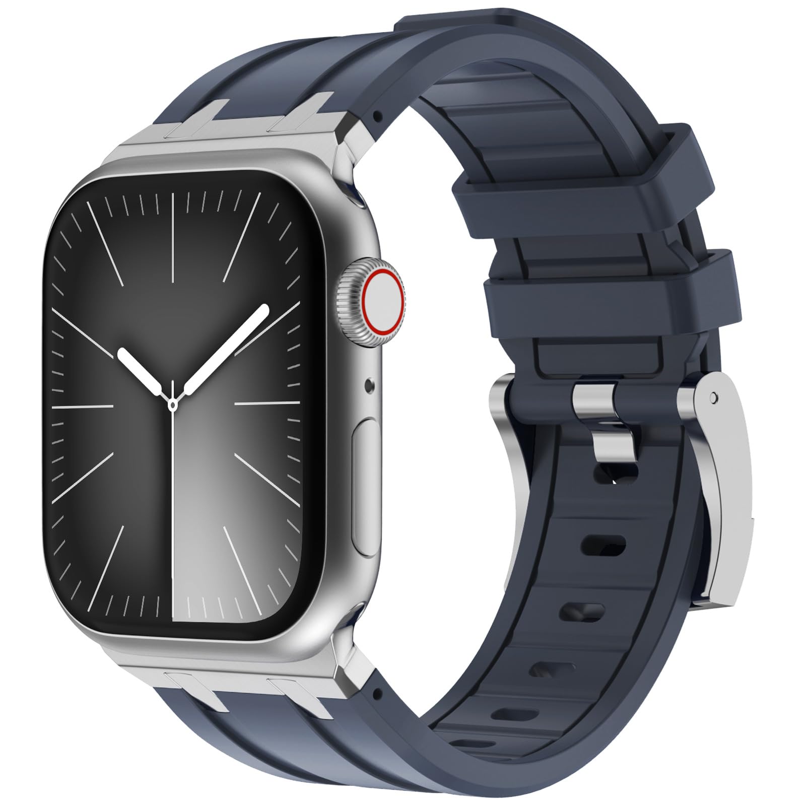 WINGLE 49mm 46mm 45mm 44mm 42mm(series 3) for Apple Watch Strap,Liquid Silicone Rubber Strap Replacement band for iWatch Ultra 3/Ultra 2 1/SE 3 2 1/Series 11 10 9 8 7 6 5 4 3 2 1,Silver/Blue