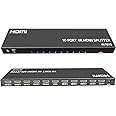4K HDMI Splitter 1 in 10 Out - Powered Splitters 10 Way Monitor Outputs,Support 4K@30Hz,3D Audio Video Sync,Plug&Play for HDTV PS4/5 Xbox PC Laptop