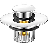 Universal 3 in 1 Bathtub Drain Stopper Anti-Clogging Bathtub Drain Hair Catcher, Pop Up Tub Drain Plug and Cover with Effective Filter Basket for for 1.4” to 1-3/4" Drain Hole