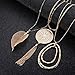 FINREZIO 6PCS Long Pendant Necklace Set Tassel Pendant Simple Bar Necklace Strands for Women