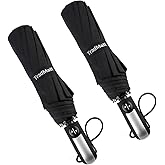 TradMall 2 Pack Travel Umbrella Windproof 46/56 Inches Large Canopy Reinforced Fiberglass Ribs Auto Open & Close