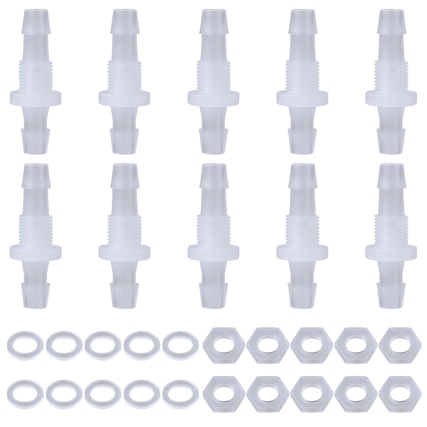 Photo 1 of 10 Packs 1/4 Thru-Bulk Bulkhead Plastic Hose Barb Fittings Plastic Hose Barb Fittings 1/4" Pipe Connector Fittings for Aquarium Fish Tank Garden Laboratory