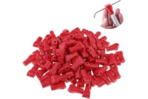 PACABA 100 Pcs Peg Hook Stop Lock for Prevent The Sweep Theft of Displayed Products on A Wire Peg,Plastic Red Security Lock, Retail Shop Anti-Theft Display Hook(4MM)