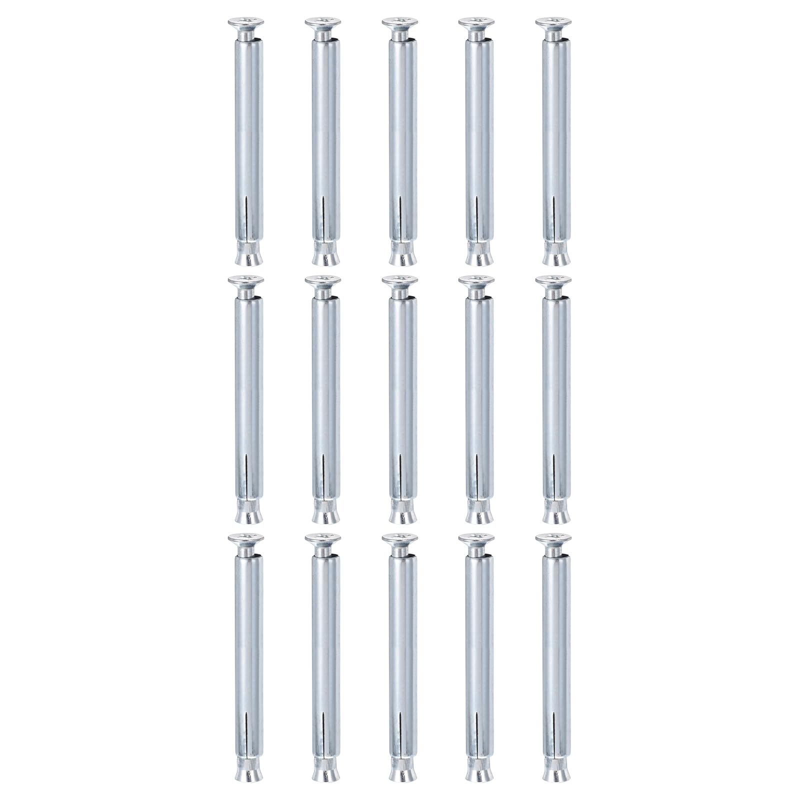 DTGN 3/8" x 5" Flat Sleeve Anchors - 50Pack - Good for Concrete Dry Brick Block Walls - Carbon Steel - Silver