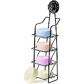 Yopay 4 Tier Soap Holder for Shower Wall, Reusable Self Draining Bar Soap Dish Holder Strong Suction Cup, Rustproof Shampoo Shower Caddy Hanging for Bathroom Kitchen Sink, No Drilling, Reusable