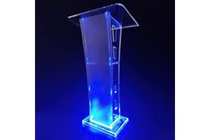 DNYSYSJ Podium with Light, Clear Acrylic Pulpit for Churches, Church Pulpit Podium Lectern Clear Acrylic Podium Stand Reception Stand Desk for Church, Weddings, School (LED Style)