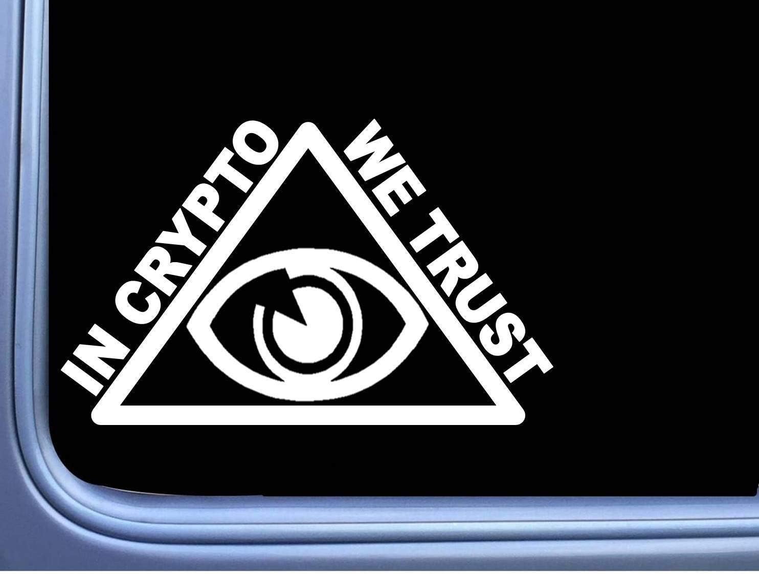 in Crypto We Trust Pyramid Sticker,Vinyl Car Window Decals for Laptop,Quote Funny Decal Computer Water Bottle Door Stickers Wall Art