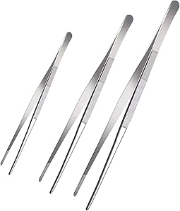 Stainless Steel Tongs tweezer with precision serrated tips for surgical & sea food, Heavy Duty Tweezer Tongs for Cooking Crafting Repairing(8