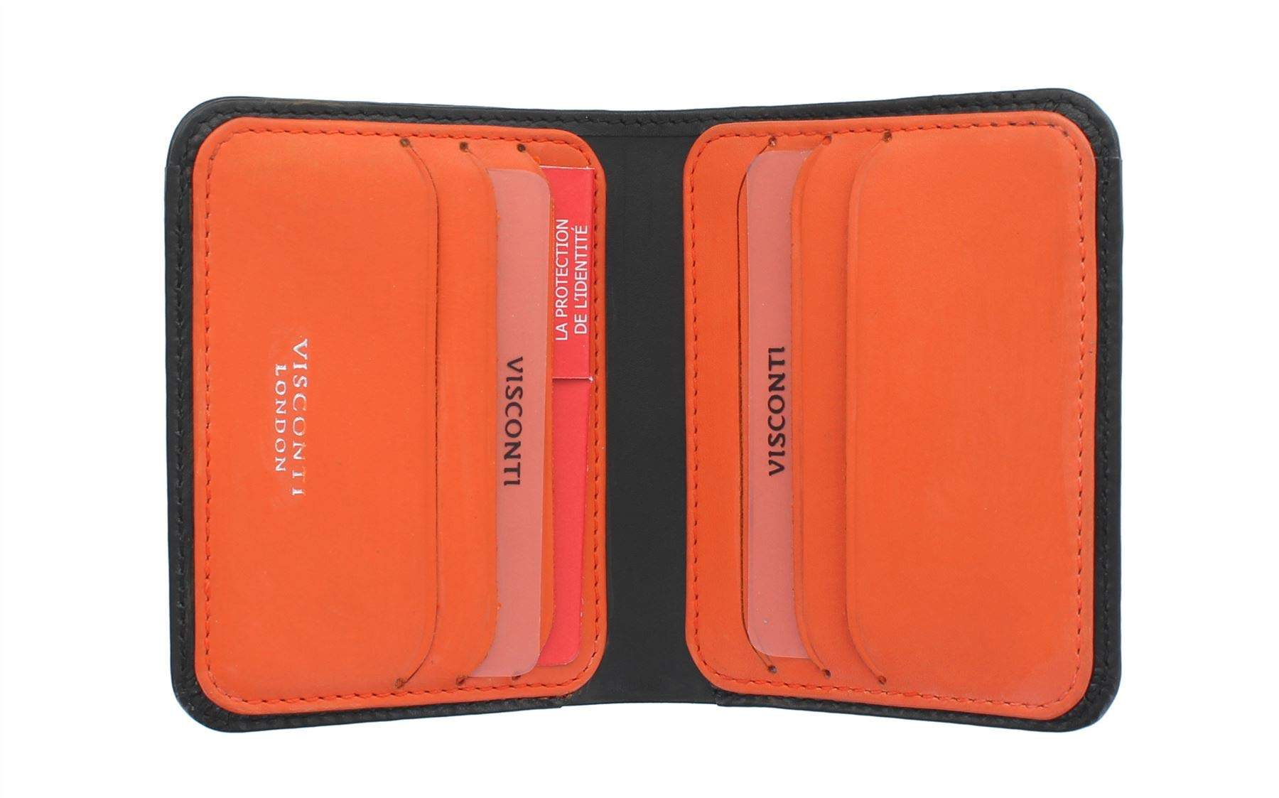 VISCONTI Slim Collection Lank Leather Wallet with RFID and Tap and Go VSL34 Black/Orange