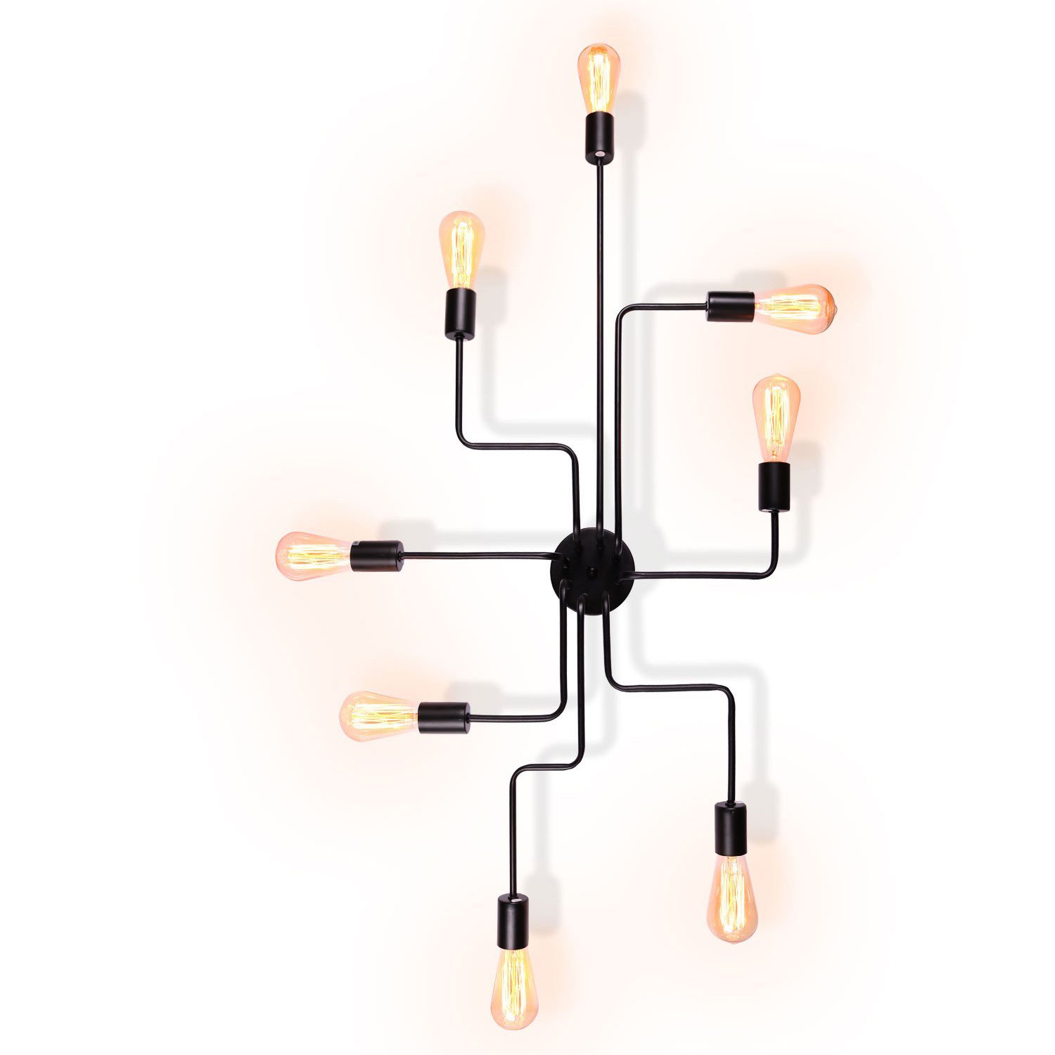 UNITARY Farmhouse Semi Flush Mount Ceiling Light Fixture, Lights for Bedroom, Black Metal Sputnik Kitchen Light Fixtures with 8 E26 Bulb Sockets, Hallway Light Fixtures, Lamps for Living Room - Image 5