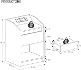 Hzuaneri Bedside Table with LED Light USB Outlets Charging Station White view 3