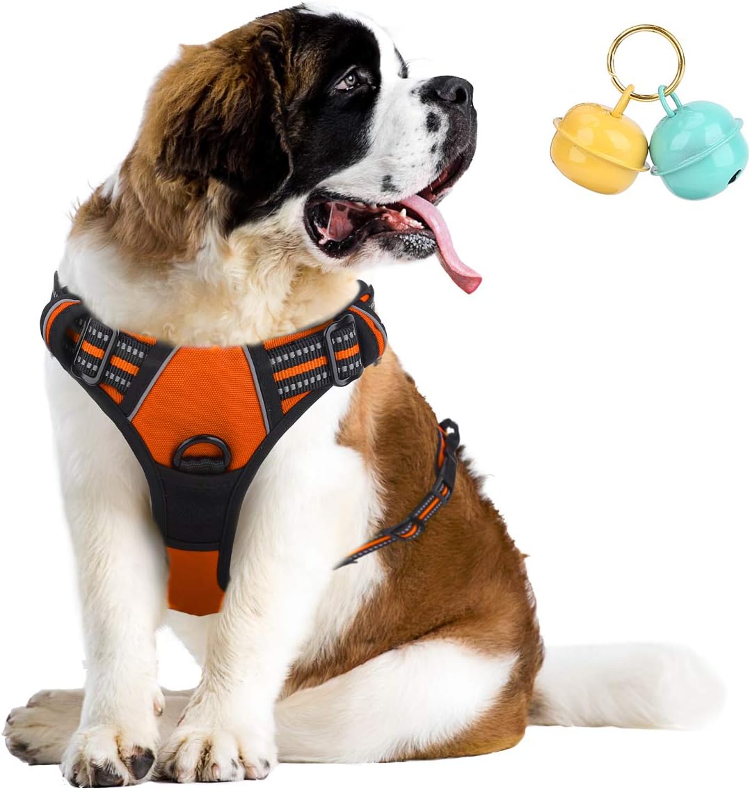 Belababy Dog Harness Small Medium Large No Pull, Adjustable Reflective Front Clip Dog Harness with Easy Control Handle