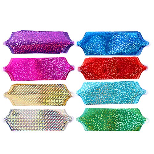 G.C 24 Pcs Glittering Pull Bows Gift Wrapping Ribbon Bows 8 Colors Laser Wrap Hamper Wrapping Loop Bows for Cars Christmas Weddings Birthday Party Bows for Gift Decorations