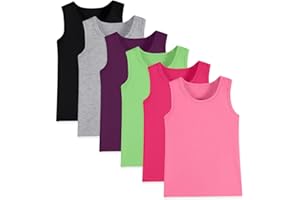 LESTECO 6-Pack Girls and Toddlers' Tank Tops Racerback Sleeveless Undershirts Girls Dance Tops（2-16Years）