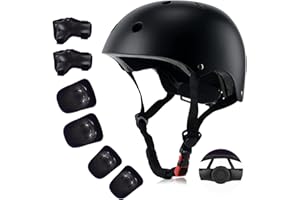 TCCVANAS Kids Bike Helmet Set, CPSC Certified with Knee Pads Elbow Pads Wrist Guards,Adjustable Helmet for Ages 3-5-8-15 Toddler Kids&Youth,Bicycle Skateboarding…