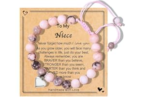 Chuchoter To My Daughter/Granddaughter/Niece Bracelet,Sweet Heart Natural Stone Beaded Bracelet For girl,Birthday Christmas Valentines Graduation Gifts for girl