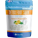 Detox Foot Soak Salts 32 Ounces with Lemon, Peppermint, Lavender Frankincense Essential Oils BPA Free Pouch with Easy Press-Lock Seal Soothe Athletes Foot, Soften Calluses, Relax Tired Feet