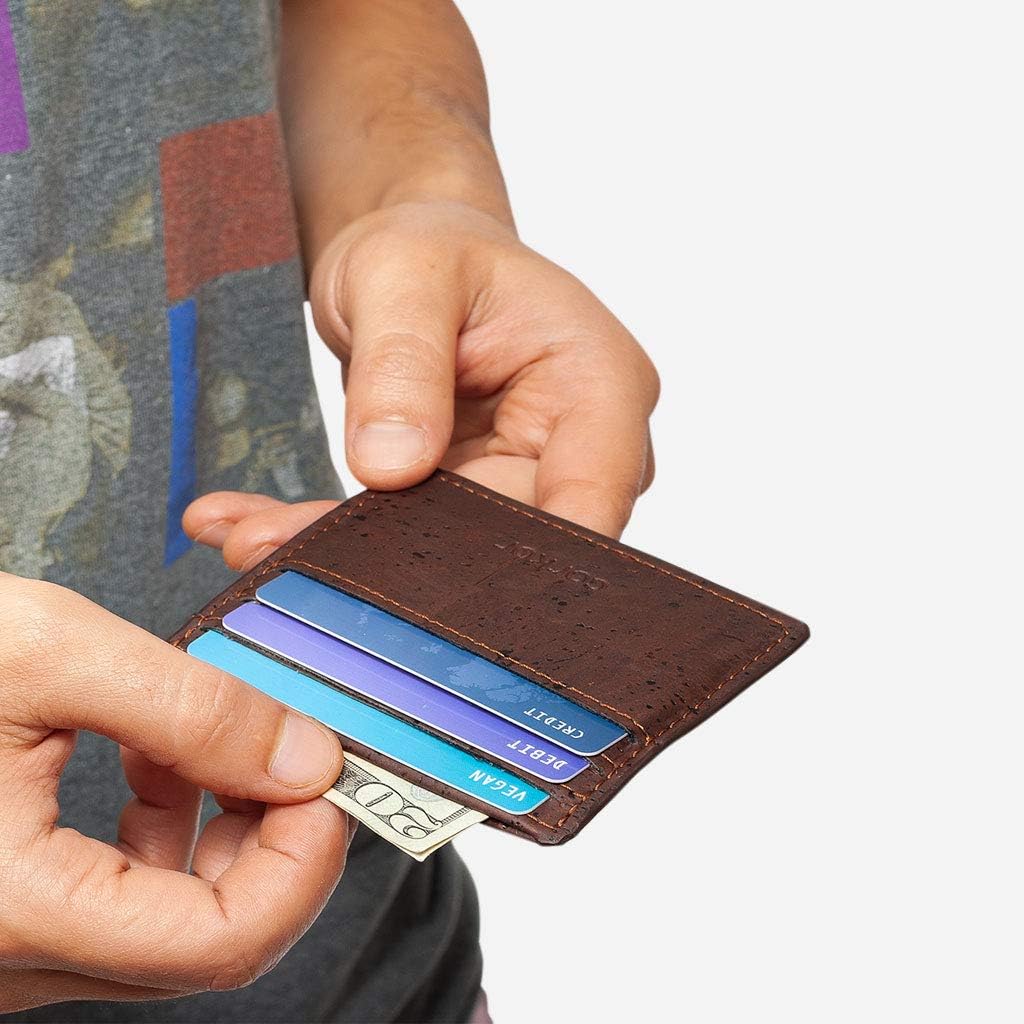 Corkor Card Case Wallet Minimalist ID Holder Slim RFID Blocking for Men Women Brown Color - Image 4
