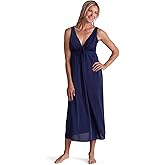 Miss Elaine Vintage Silky Knit Long Sleeveless Nightgown, with V-Neck, Sleepwear and Loungewear