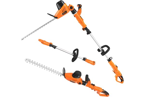 GARCARE 2 in 1 Corded Pole Hedge Trimmer with 18 Inch Laser Cutting Blade | 4.8-Amp Electric Bush Trimmer with Extension Pole