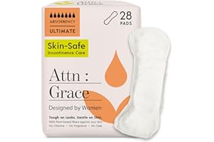 ATTN : GRACE Attn: Grace Ultimate Incontinence Pads for Women, 28-Pack - High Absorbency, Breathable, Plant-Based - Overnight Pads for Heavy Bladder Leaks & Sensitive Skin