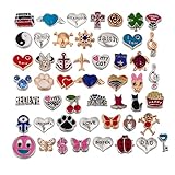 RUBYCA Wholesale 200pcs Floating Charms Lot for DIY Glass Living Memory Locket Silver Gold Color Mix 7
