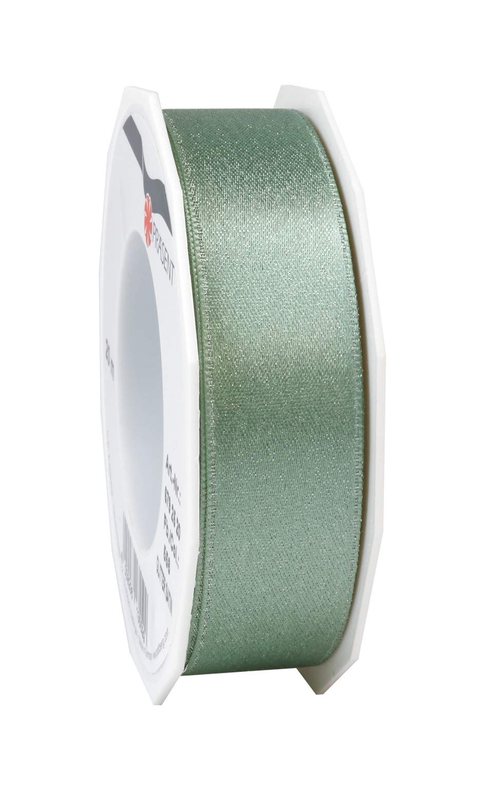Präsent - Glitter Satin Ribbon Old Green-Silver 20-m-Roll 25 mm Width