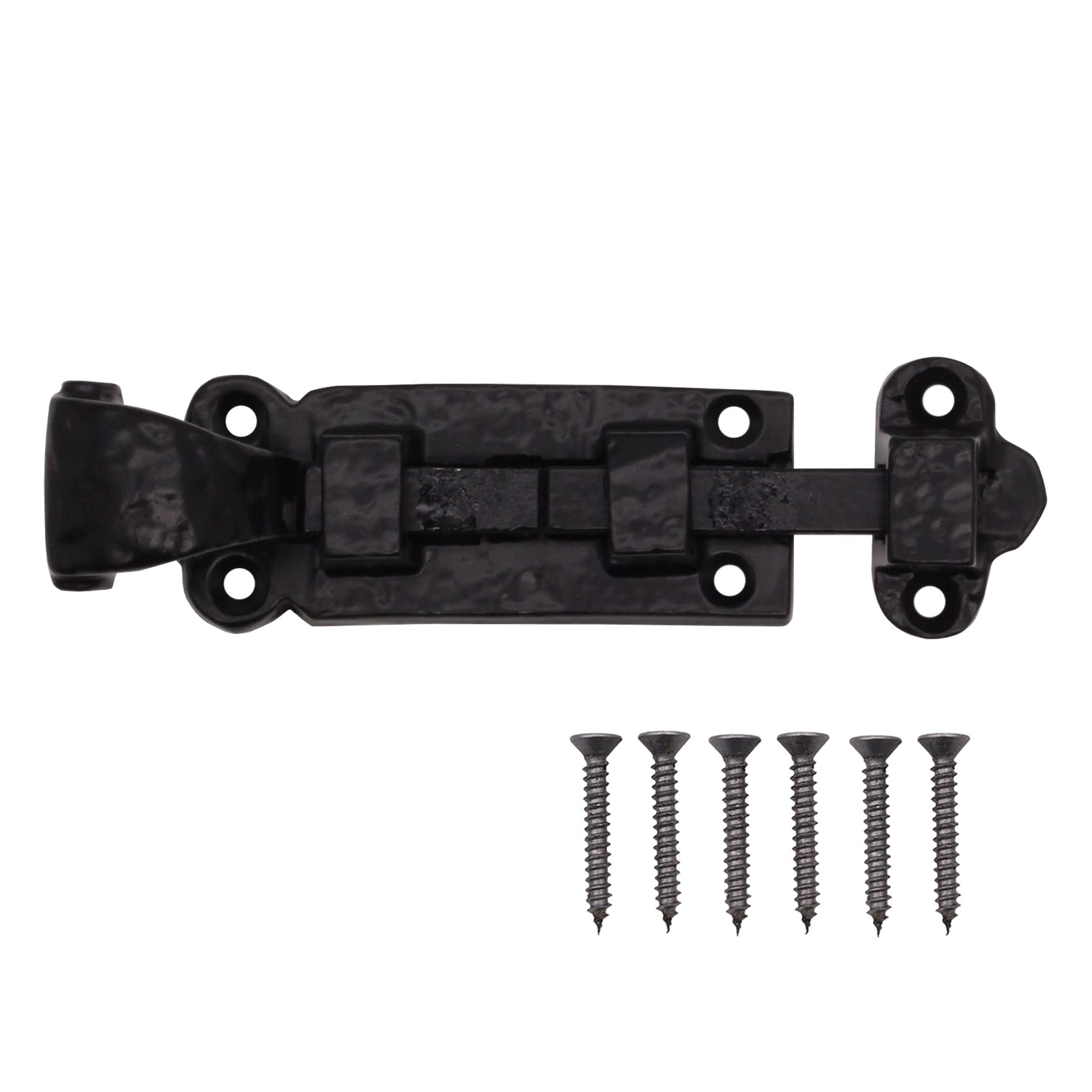 Black Antique Bolt for Doors Gates Sheds Bathrooms Scroll Work Tudor Design Straight 4 Inch