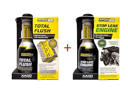 XADO Öl-Verlust-Stop & Motor Ölsystem-Reiniger - Stop Leak Engine & Total Flush- Atomex 2er Set